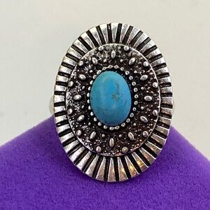 💛 Silver Faux Turquoise Oval Ring